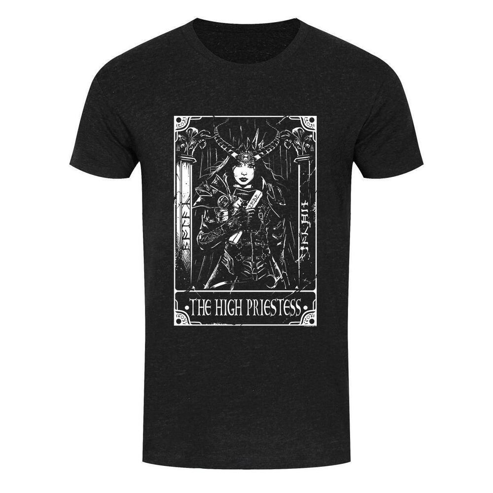 Deadly Tarot The High Priestess Mens Heather Black Denim Tshirt